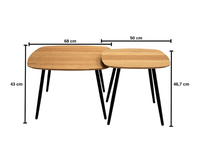Sivupöytien setti metallijaloilla Geometric