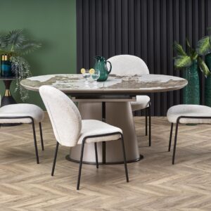 ROBINSON jatkettava pöytä, beige marmori / cappuccino / musta