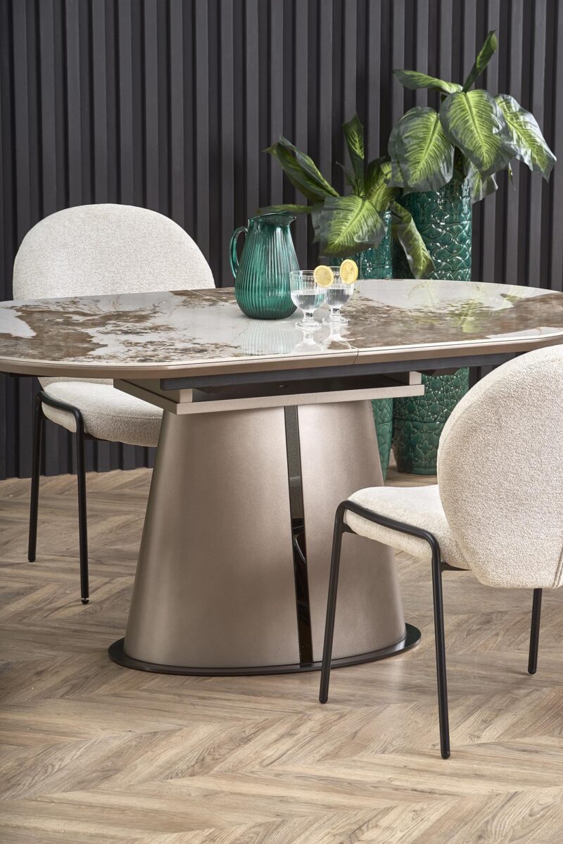 ROBINSON jatkettava pöytä, beige marmori / cappuccino / musta