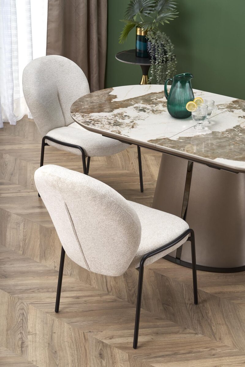ROBINSON jatkettava pöytä, beige marmori / cappuccino / musta