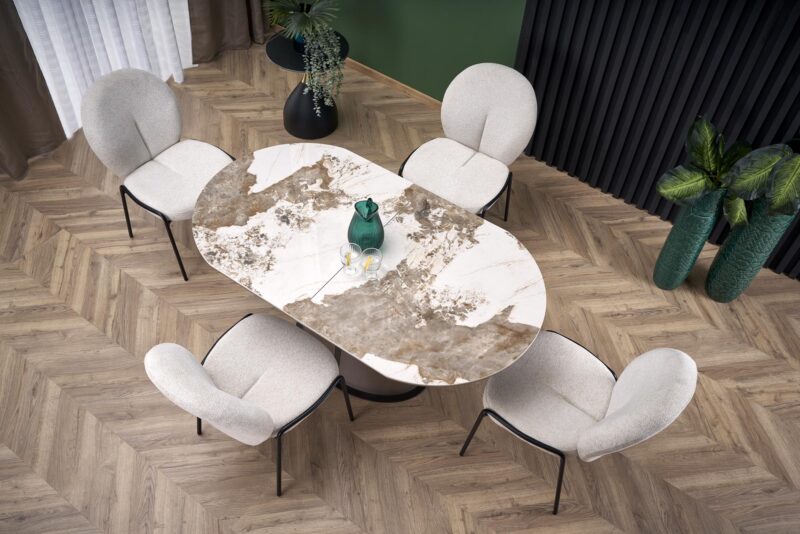 ROBINSON jatkettava pöytä, beige marmori / cappuccino / musta