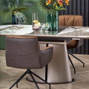 ROBINSON jatkettava pöytä, beige marmori / cappuccino / musta