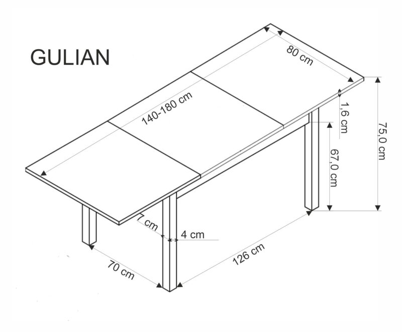 GULIAN jatkettava pöytä, tammi / musta