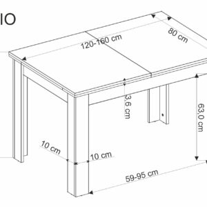 BAGIO-ruokapöytä, tammi/musta