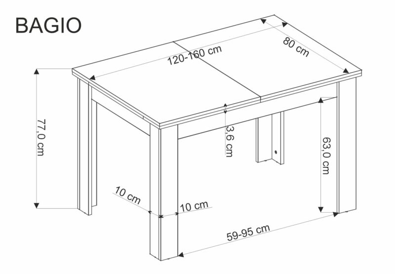 BAGIO-ruokapöytä, tammi/musta