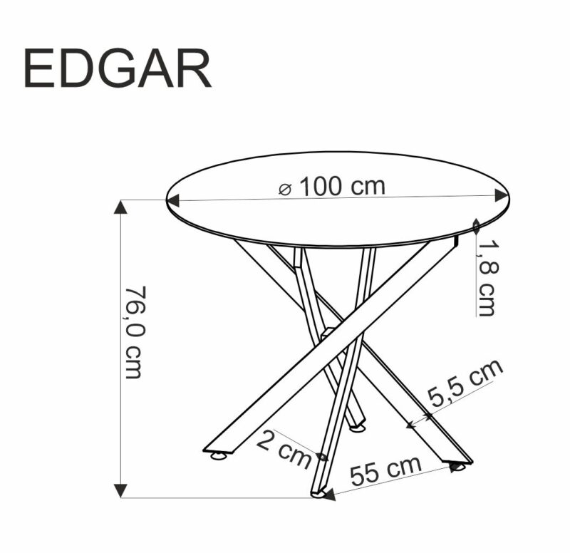 EDGAR-ruokapöytä - pähkinäpuu, musta