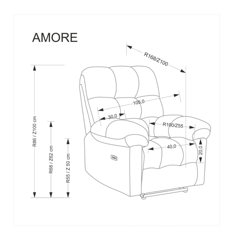 Amore-säädettävä nojatuoli