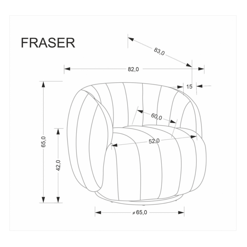 Fraser-pyörivä nojatuoli, kerma