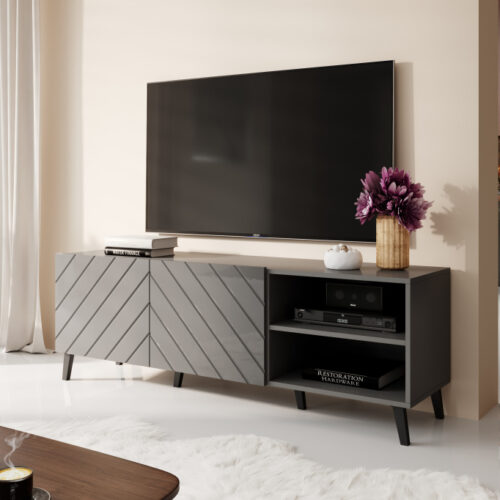 TV-taso 150 ABETO maton harmaa/ kiiltävän harmaa