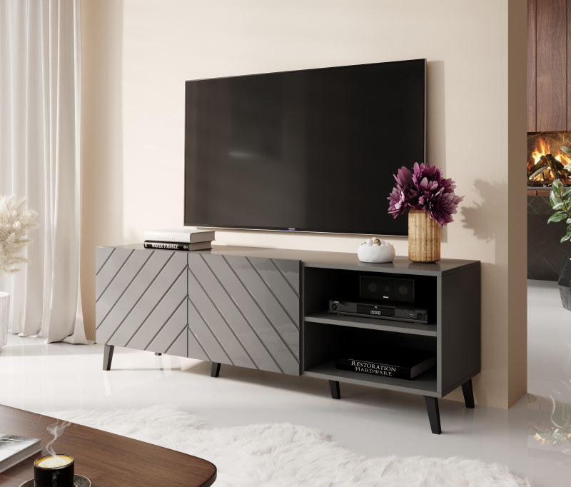 TV-taso 150 ABETO maton harmaa/ kiiltävän harmaa